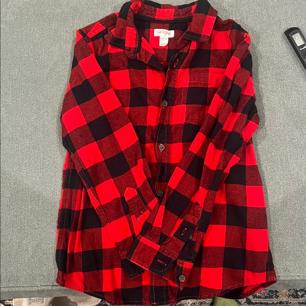 Cat & Jack Bold Red and Black Checkered Shirt